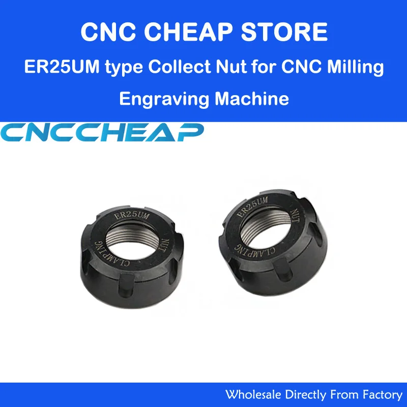 2pcs/lot precision UM type ER25 NUT spring collet Chuck nut clamping ER25-UM for CNC Router milling engraving machine Spindle