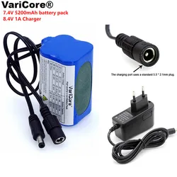 VariCore Protect 7.4 V 5200 mAh 8.4 V 18650 li-lon bateria światła rowerowe lampa czołowa specjalny akumulator DC 5.5MM + 1A ładowarka