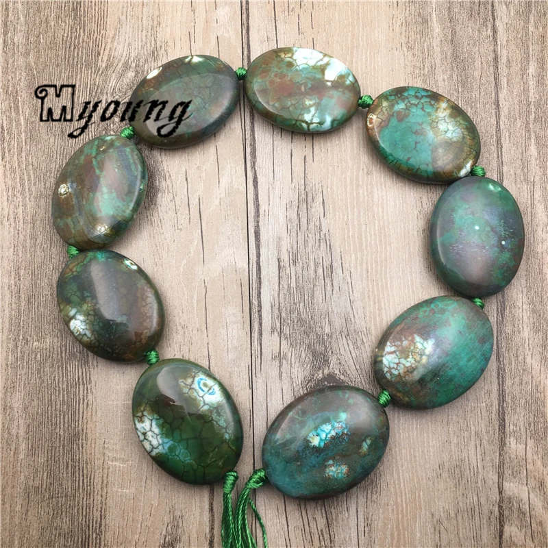 New Arrival Egg Shape Green Dragon Veins Agates Beads,Nature Stone Slab Pendant Beads MY1814