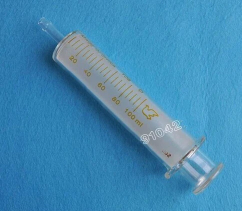 

100ML Glass syringe injector sampler dispensing with ink chemical medicine Large-diameter glass syringes