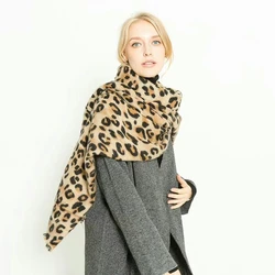 Luxury brand designer animal leopard print cashmere winter warm scarf women foulard femme bandana 2021 shawl blanket LL181005