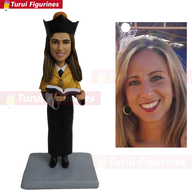 

doctor degree student graduation gift for her figurine souvenir design service by Turui Figurines tiny people miniature gift for