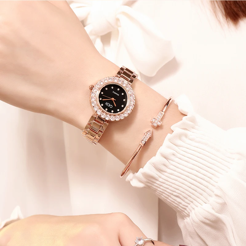 GEDI di Lusso Del Quarzo Strass Manopola Rotonda Orologi Da Polso Delle Signore 2019 delle Nuove Donne Della Vigilanza Rosegold Donne Orologio Top di Marca reloj mujer