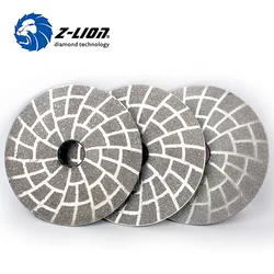 Z-LION 4 Inch 3pcs/Set Diamond Vacuum Brazing Polishing Pad 100mm Granite Concrete Marble Grinding Tool Sharp Sanding disc