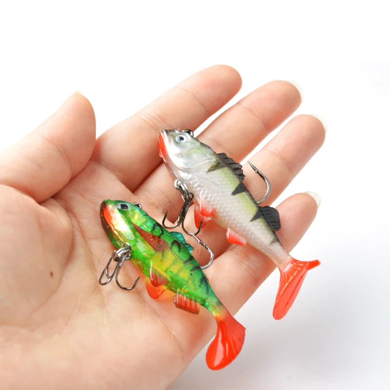 TOMA 5pcs/lot Soft Bait Lead Head Fish Lures 8g /9.5g Bass Fishing lure Sharp Treble Hook T Tail Sea Fishing Tackle