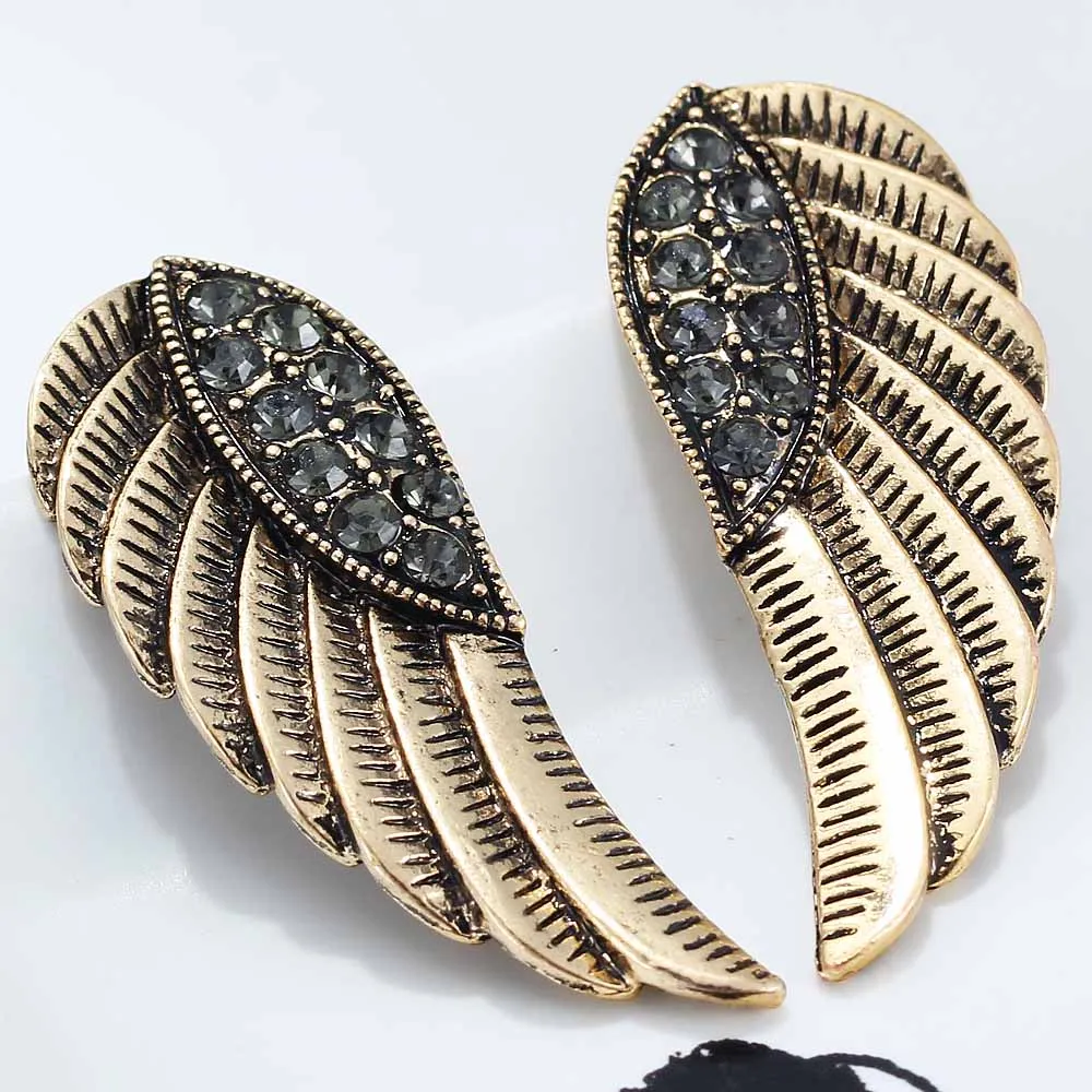 YaYi Gray Glass Rhinestone Earring Women\'s Fashion Ancient Gold Color Earrings gems Earrings For Women Girls E1013