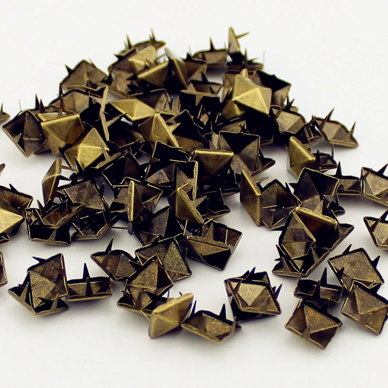 Bronze Pyramid 4 Claws Rviets For Leather Craft Square Rivet Studs And Spikes For Clothes Remaches Para Cuero Tachas Para Ropa