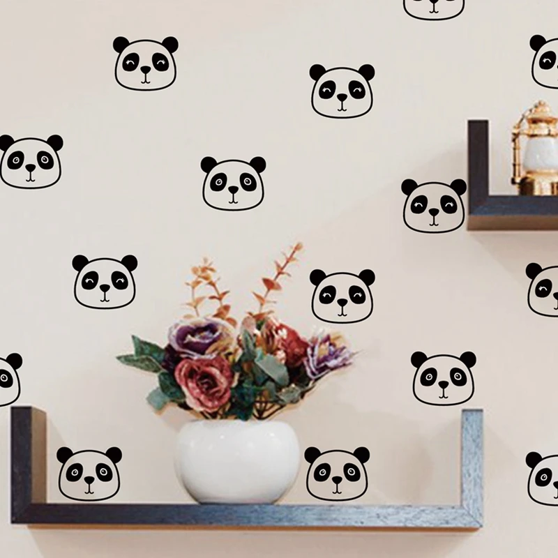 Panda Wall Decals Nursery Decor , Cute Panda Face Vinyl Wall Sticker For Kids Room Wall Art Decoration