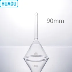 HUAOU-embudo de 90mm, vástago corto, ángulo de 60 grados, borosilicato 3,3, equipo de laboratorio químico de vidrio