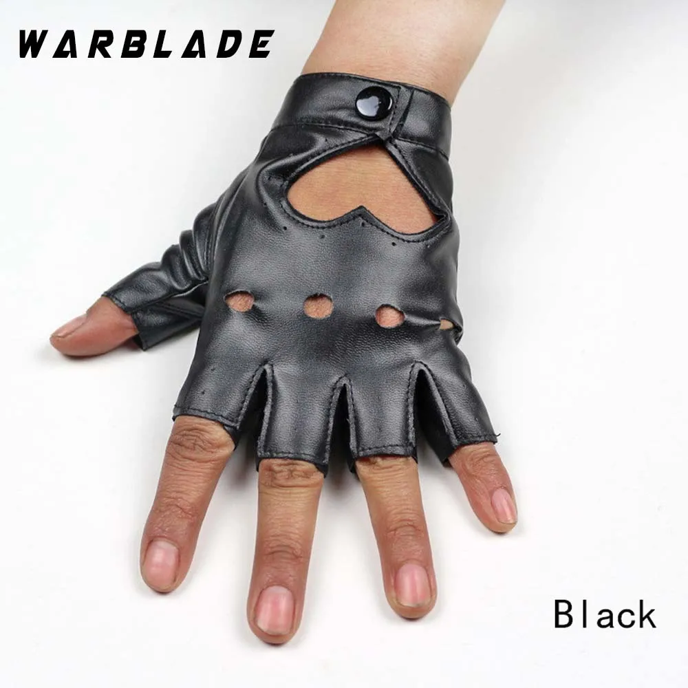 WarBLade Fashion Women\'s Leather Gloves Fingerless Star Hollow Gloves Party Show Breathable Half Finger Mittens for Women