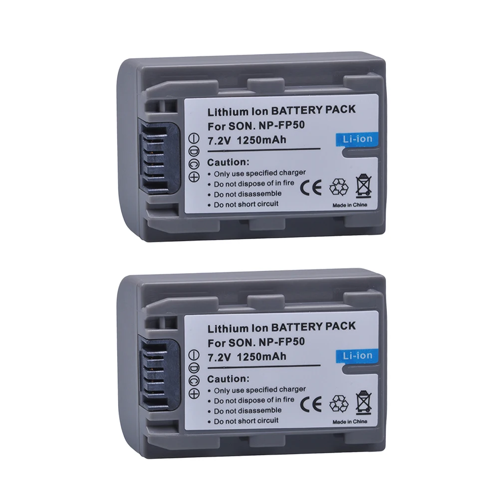 

2Pc NP-FP50 NP FP50 NPFP50 Batteries for Sony NP-FP30 NP-FP50 NP-FP60 NP-FP70 NP-FP71 NP-FP90 Sony DCR-SX40 SX40R SX41 HDR-CX105