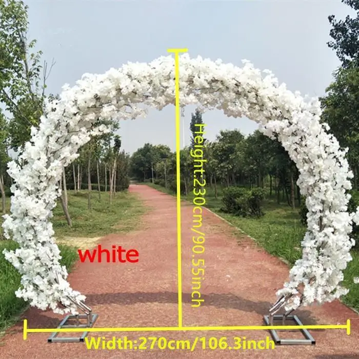 

New cherry blossom+iron round stand lucky door full DIY wedding window party decor artificial flower cherry blossom +arch shelf