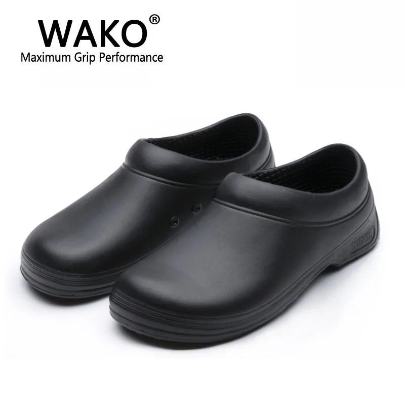 WAKO Men Chef Shoes Male Sandals for Kitchen Workers Super Anti-skid Man Non Slip Shoes Black Cook Shoes Safety Clogs Size 36-45