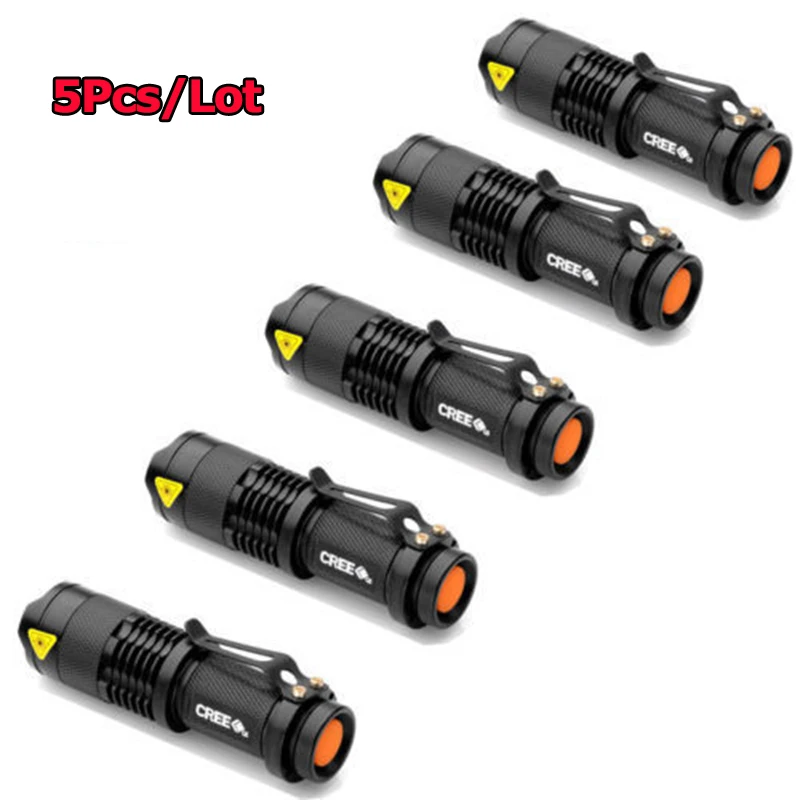 

5 Pcs/Lot Mini Flashlight SK68 300LM Q5 LED Adjustable Focus Zoom 3 Modes Lamp Torch Light,Bicycling Light