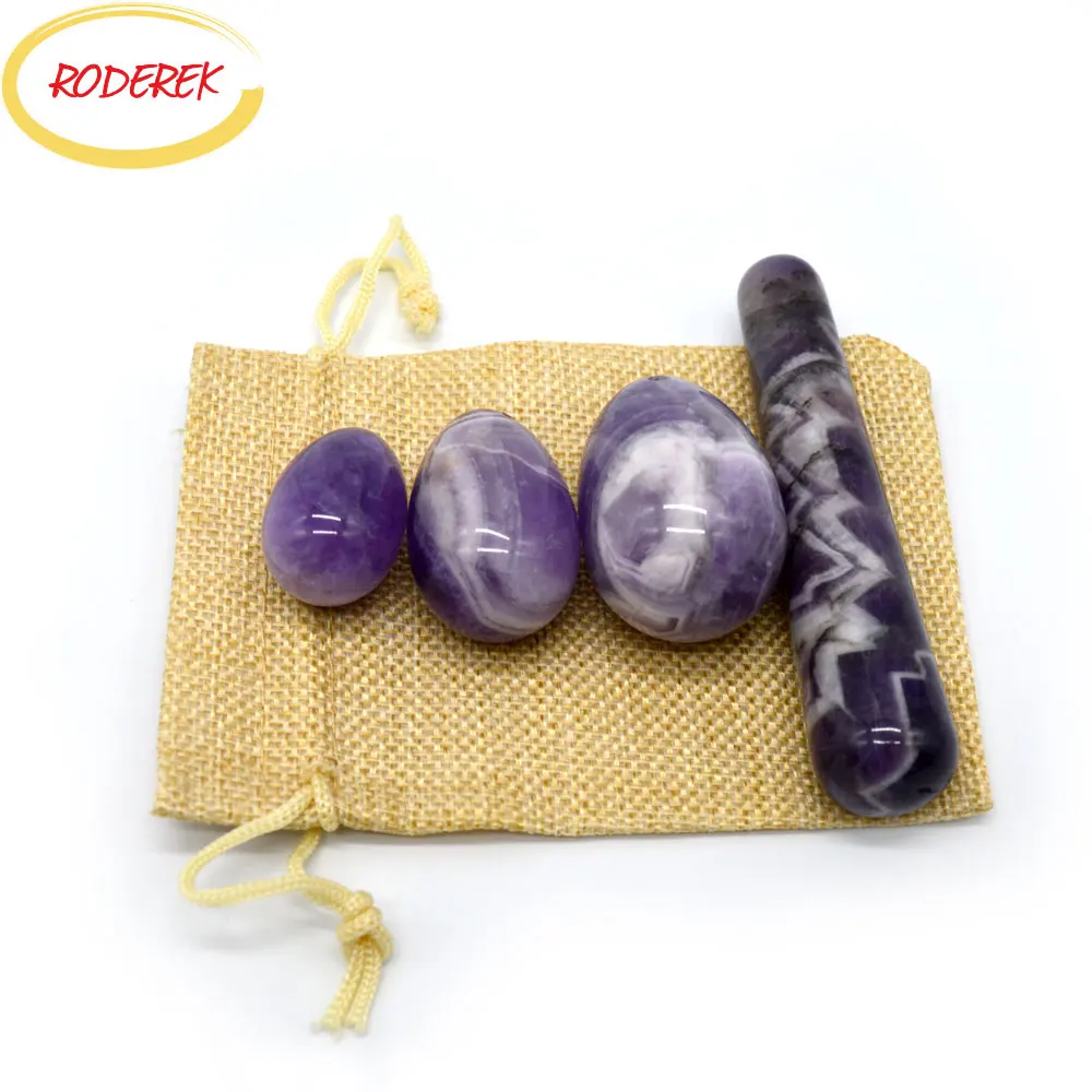 

Jade Egg Set Natural Amethyst Yoni Egg Massage Wand For Vaginal Kegel Exercise Massage Device Health Care