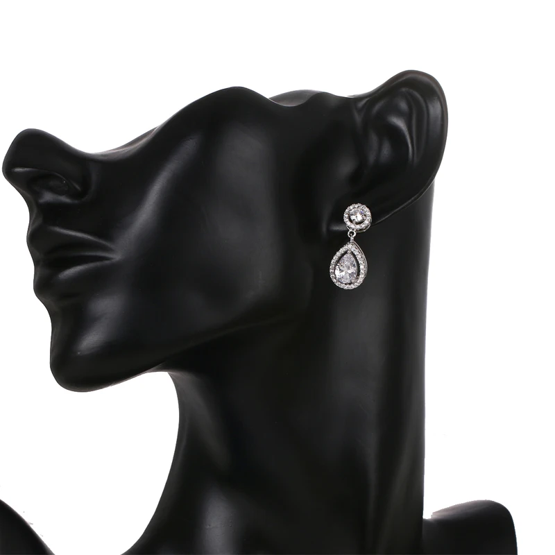 EMMAYA High Quality Teardrop Zircon Wedding Long Earrings Elegant Bridal Wedding Engagement Jewelry Accessories