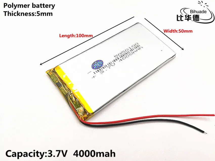 5 cái/lốc 5050100 3.7 V 4000 mAh lithium polymer có thể sạc lại li ion pin cho GPS DVD PDA