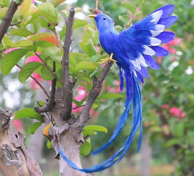 

real life toy bird blue feathers bird about 28x20cm spreading wings vivid bird model handicraft garden Decoration props h0978