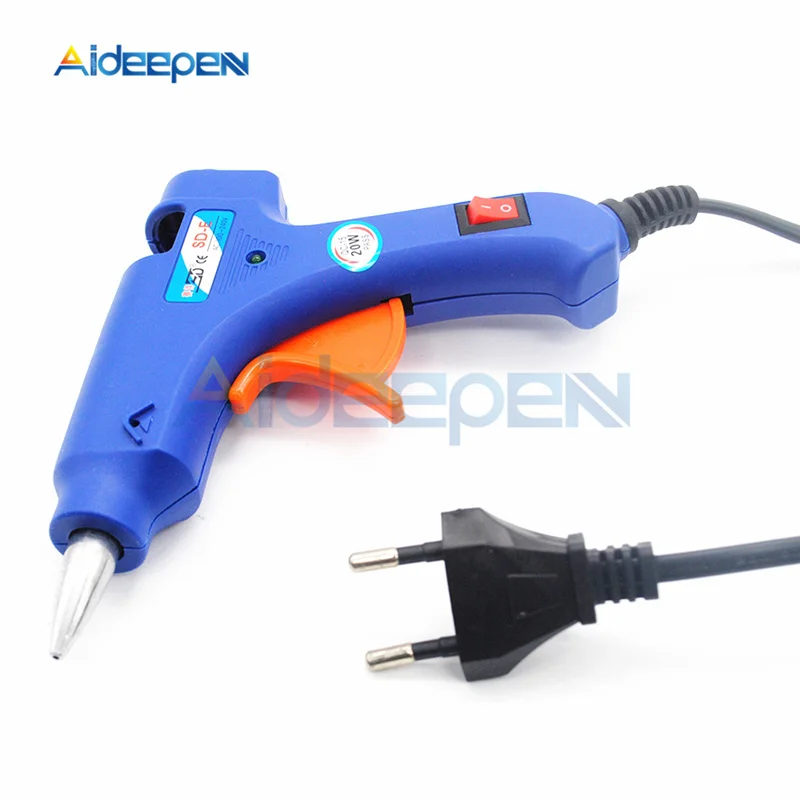 20W Hot Melt Glue Gun With 7mm Glue Sticks Industrial Mini Guns Thermo Electric Heat Temperature Repair Tool DIY US EU Plug