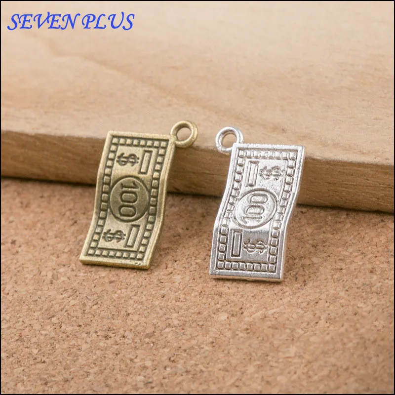 20 Pieces/Lot 13*21mm Antique Silver plated Antique Bronze Plated Greenback Dollar Charms 2290