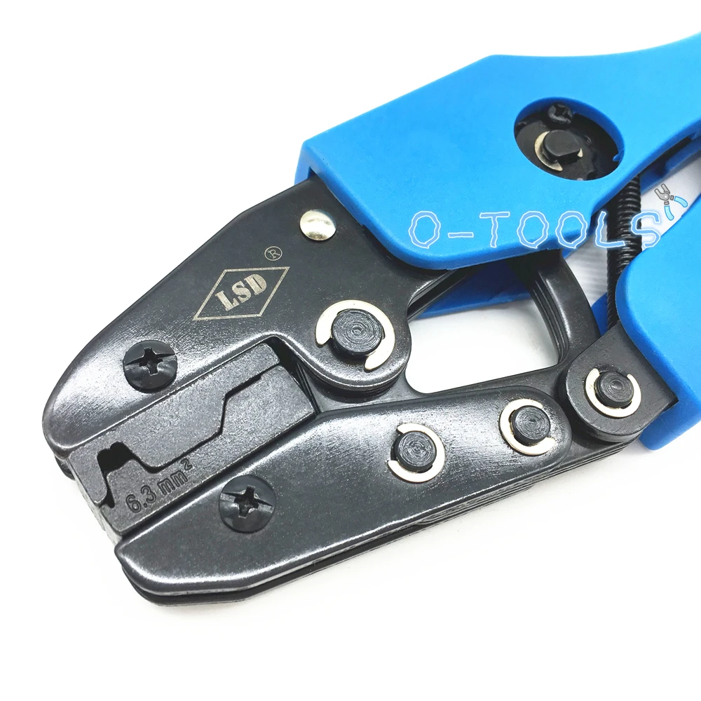 Ratcheting crimping tool for copper 6.3 crimp terminal 6.3mm² flag type uninsulated spring connector pliers AN-06FL crimper