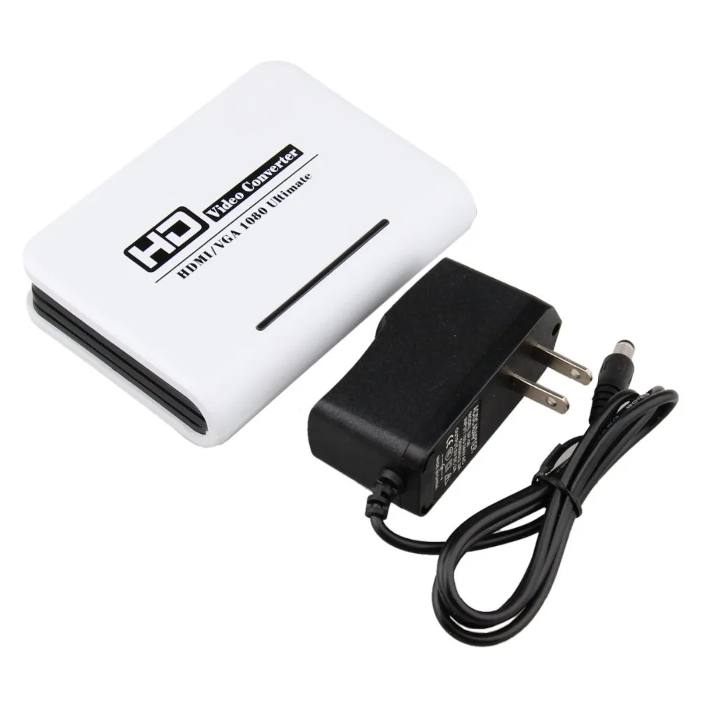 Adaptador de Audio compatible con HDMI, caja convertidora VGA, salida de Audio estéreo RCA de 3,5mm, Notebook a proyector con FJ-HV002 de potencia