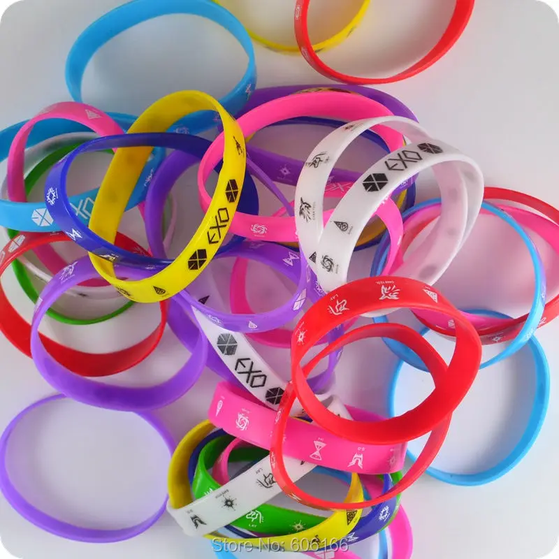 HOT 50x EXO member Silicone Wristband Bracelets Bangle Korean S.M.Entertainment Company fashion jewelry Wholesale