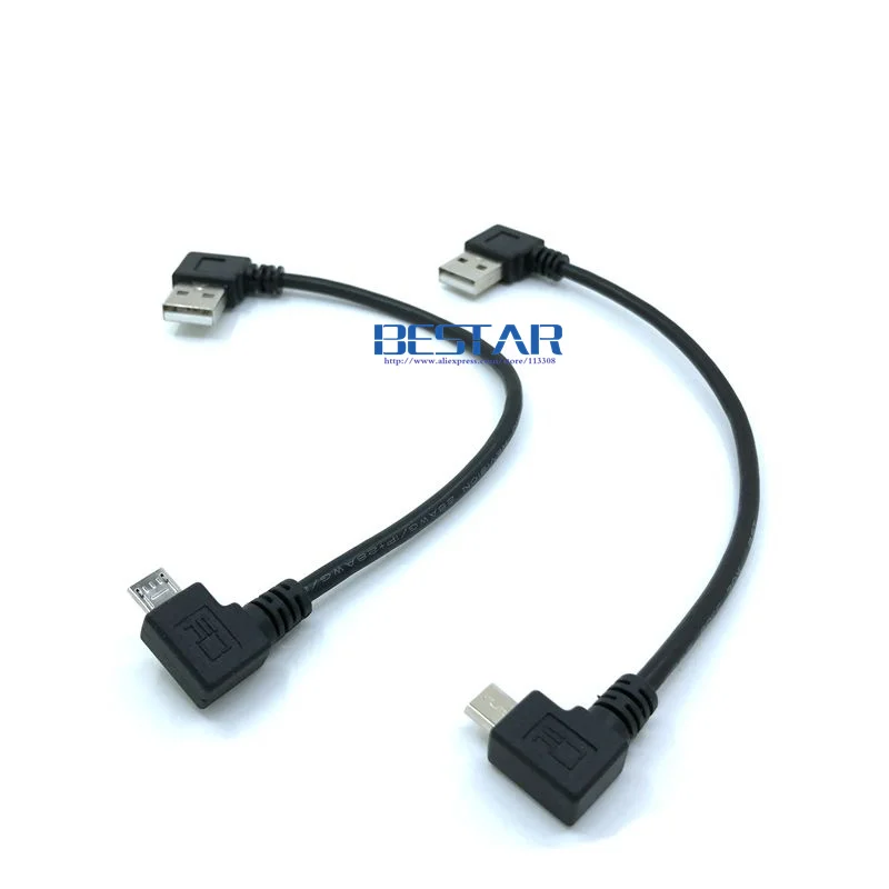 Sol Sağ Açılı 90 derece mikro USB erkek USB Sol açılı Veri şarj kablosu 0.2 m 20 cm kısa Mikro USB açı Kabloları