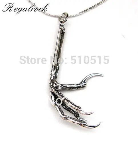 Gothic Claw Talon Necklace Goth Vintage Raven Bird Skull Foot Pendant Punk Jewelry