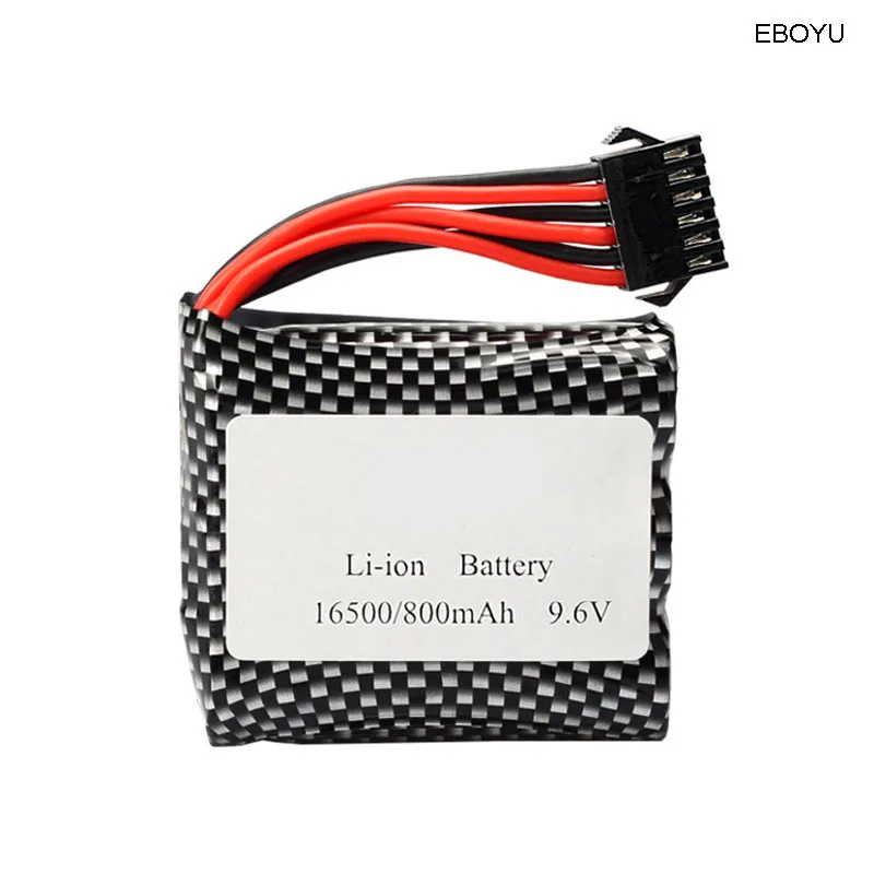 EBOYU New 9.6V 800mAh Li-ion Battery SM-6P for GPTOYS Hosim Foxx S913 S911 S912 9123 9112 1/12 Race Car RC Tuck Toy 9115 9116