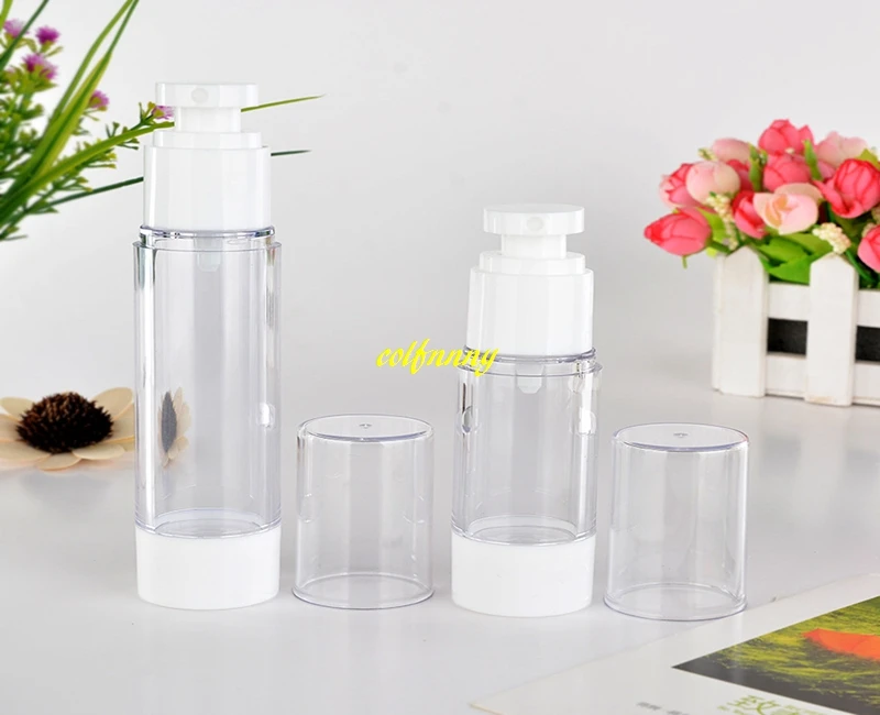 

100pcs/lot Fast shipping 30ML 50ml Transparent Refillable Plastic Perfume Bottle Empty Airless Pump Vacuum Containers