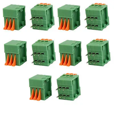 10pcs KF141R 150V 2A 2.54mm Pitch 3P Spring Terminal Block for PCB Mounting