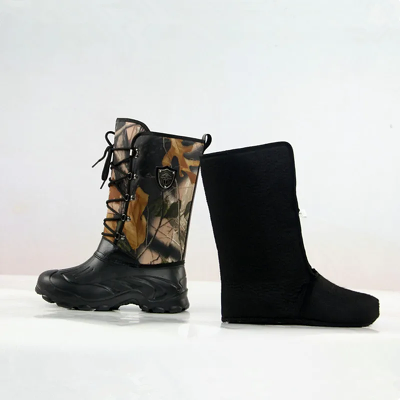 New Outdoor Camo Hunting Boots Camouflage Front Lacing Waterproof Snow Boots Fishing Shoes Size 41-46