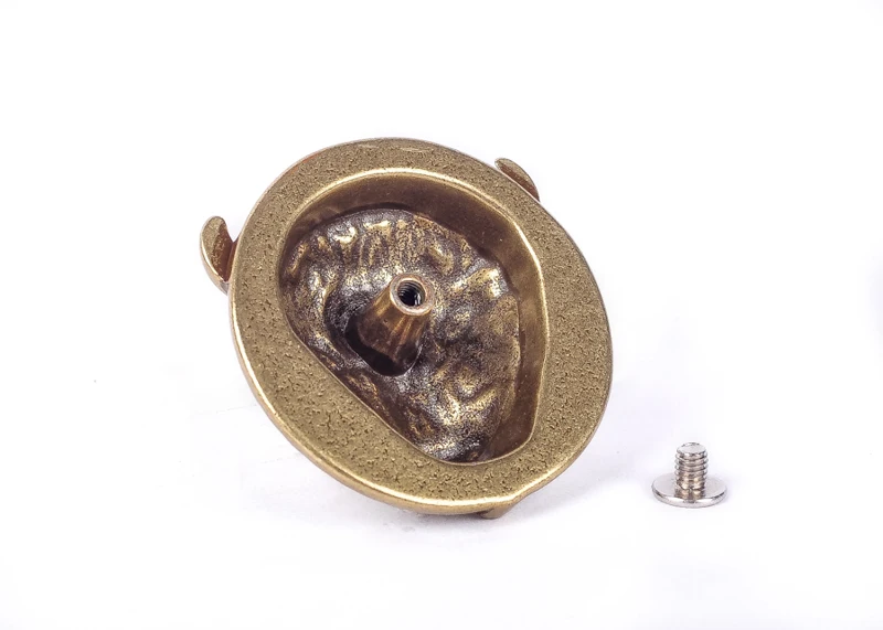 2 Stück 48*50MM Retro Messing Schwerer Büffelkopf Bison-Kopf Lederhandwerk Western Sattelgürtel Conchos mit Schraubbefestigung – Detail 6