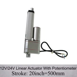 Linear Actuator With Potentiometer and Feedback DC 12/24V 20inch/500mm Stroke 1000N/100KGS max push load