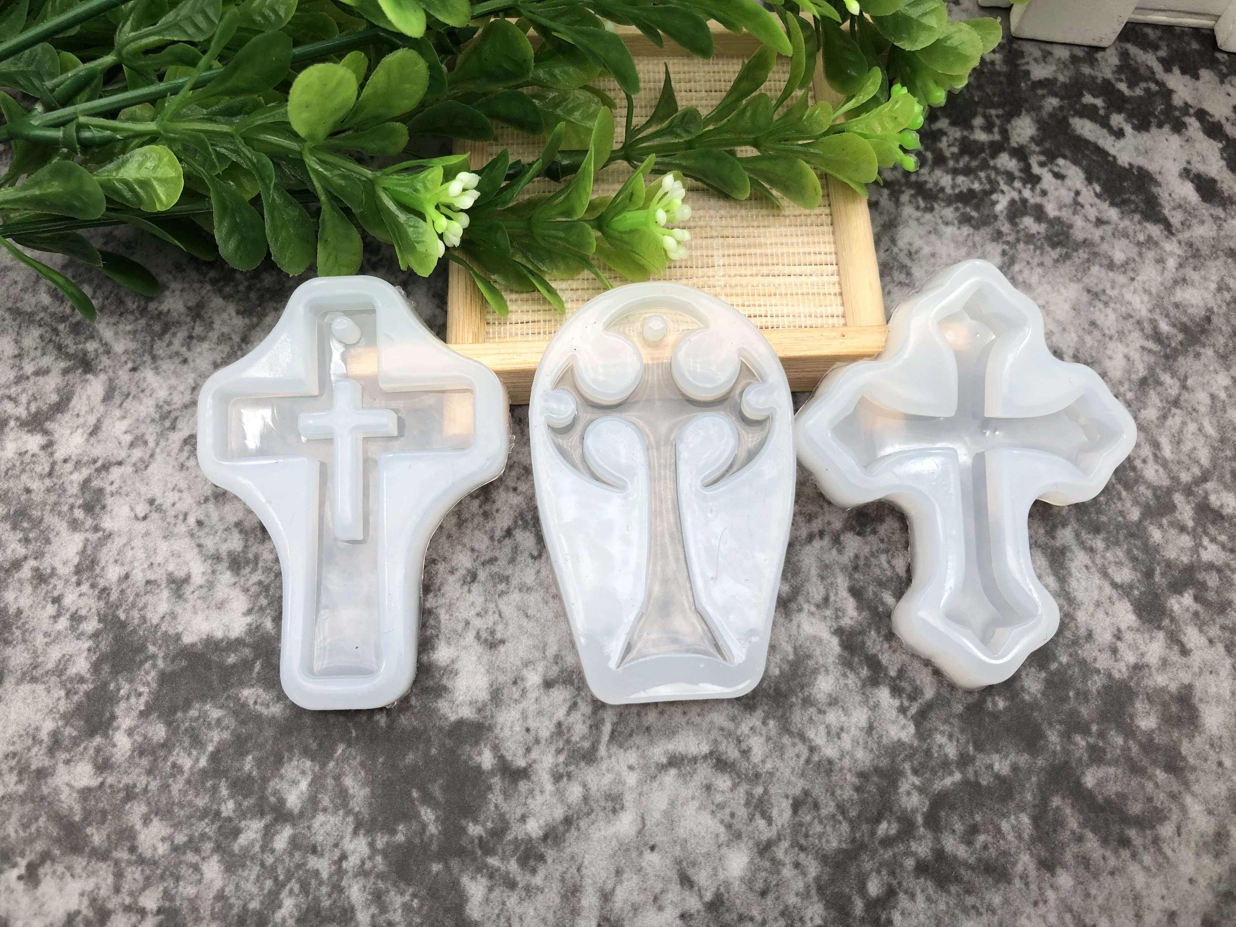 1pcs Transparent UV Resin Silicone Molds Cross Shape Charms Combination Moulds For DIY Necklace Earring Jewelry Making Tool