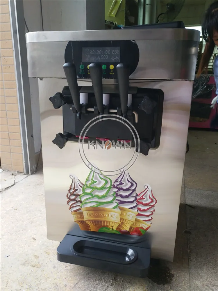 Table Top 18L Mini Soft Ice Cream Milk Shake Vending Machine With 3 Flavors Ice Cream Maker
