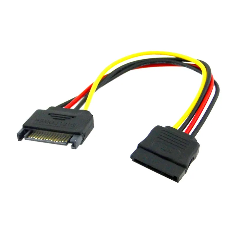 SATAハードディスク電源延長ケーブル,オス-メス,PC用,20cm, 15ピン