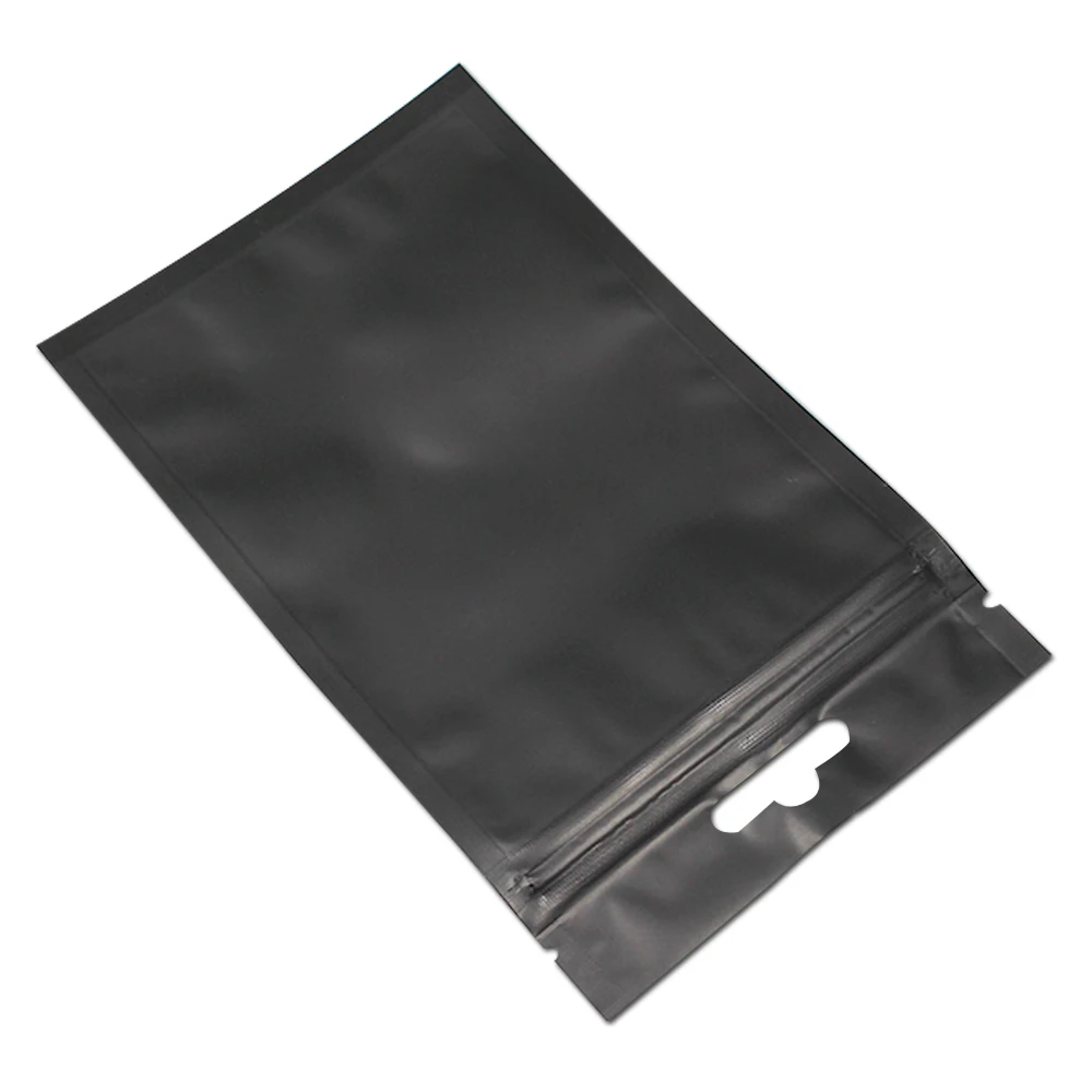 

200Pcs 10x18cm Heat Seal Clear Front Black Back Mylar Foil Zipper Packing Pouch Retail Aluminum Foil Zip Lock Bag with Hang Hole