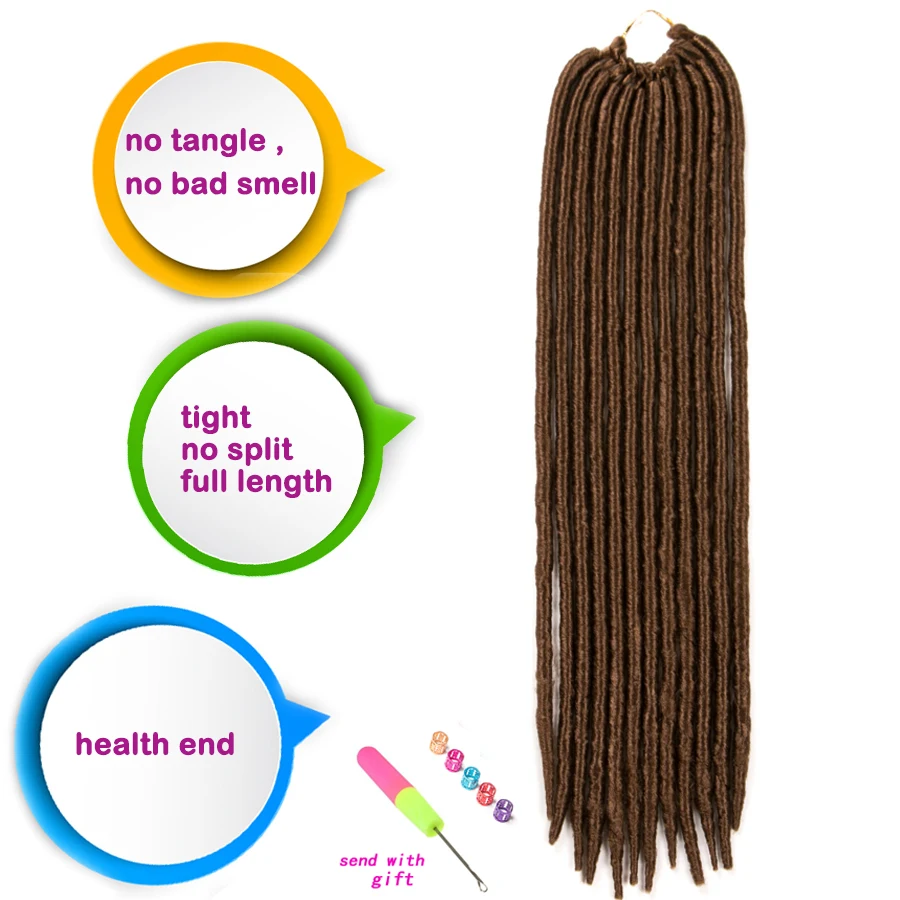 VERVES 합성 헤어 익스텐션 10 Pack Faux Locs 크로 셰 뜨개질 헤어 브레이드 18 Inch 12 Strands/Pcs Black Blond Brown Color