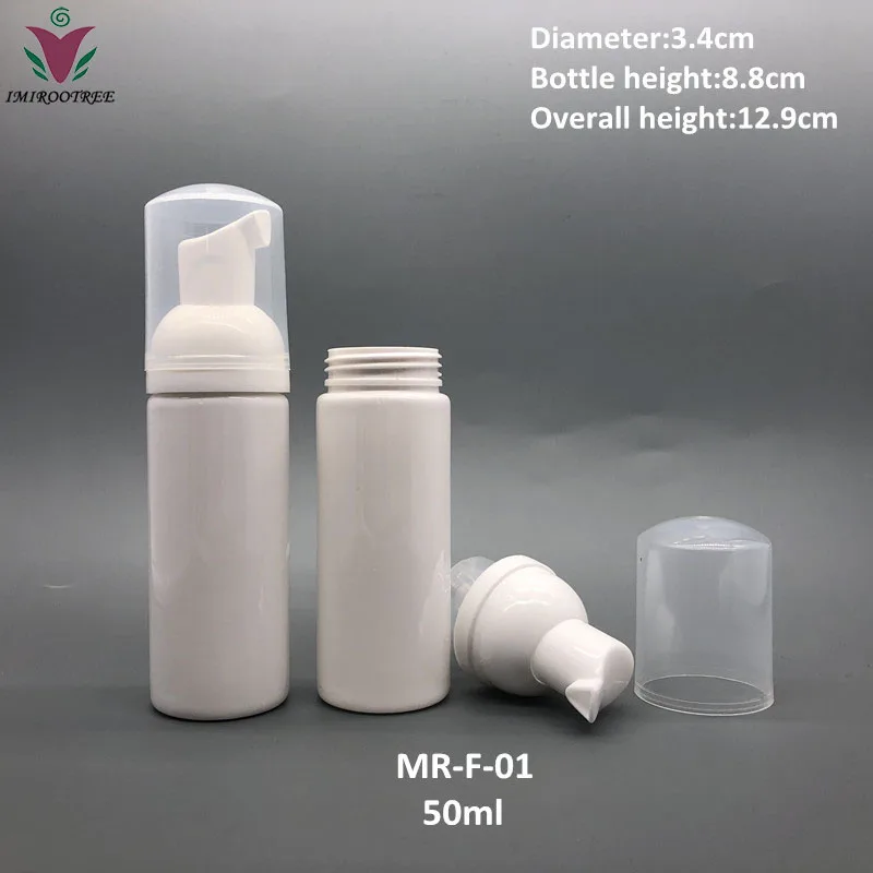 Free Shipping 20pcs/lot 50ml PET clear white soap dispenser foam pump plastic bottle 50ml foaming bottle