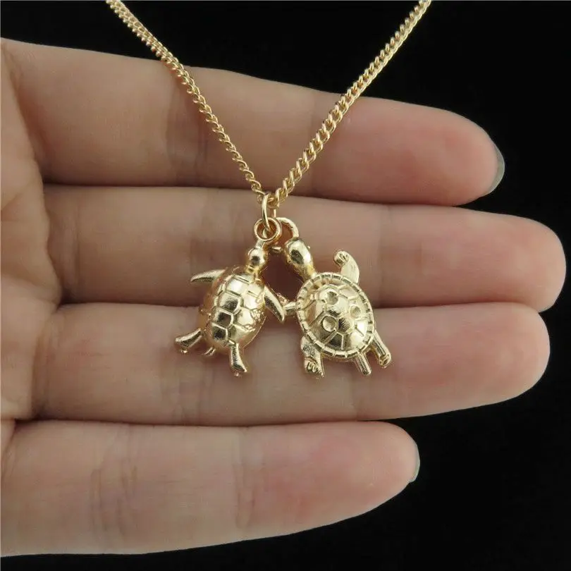 Cute Sea Animal Turtle Pendant Grunge Necklaces For Women Men Trendy Tortoise Female Collier Jewelry Wholesale Accessories Bulk