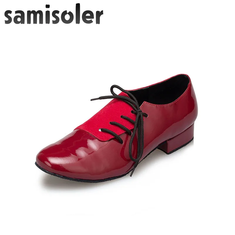 

Samisoler R Men's Black leather ballroom dance shoes Flats Modern dance shoes Tango Party Wedding Square dance shoes