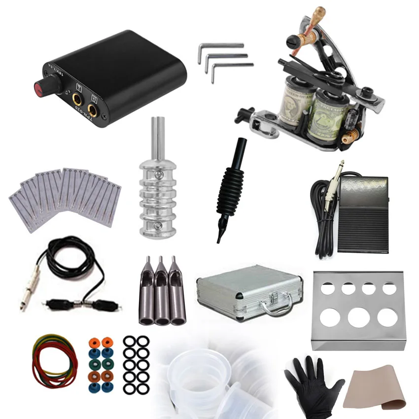 

Permanent Makeup Tattoo Power Supply Rotary Machine Gun Kit for Microblading Body Art Shader Liner Foot Pedal Needles Ink Cup