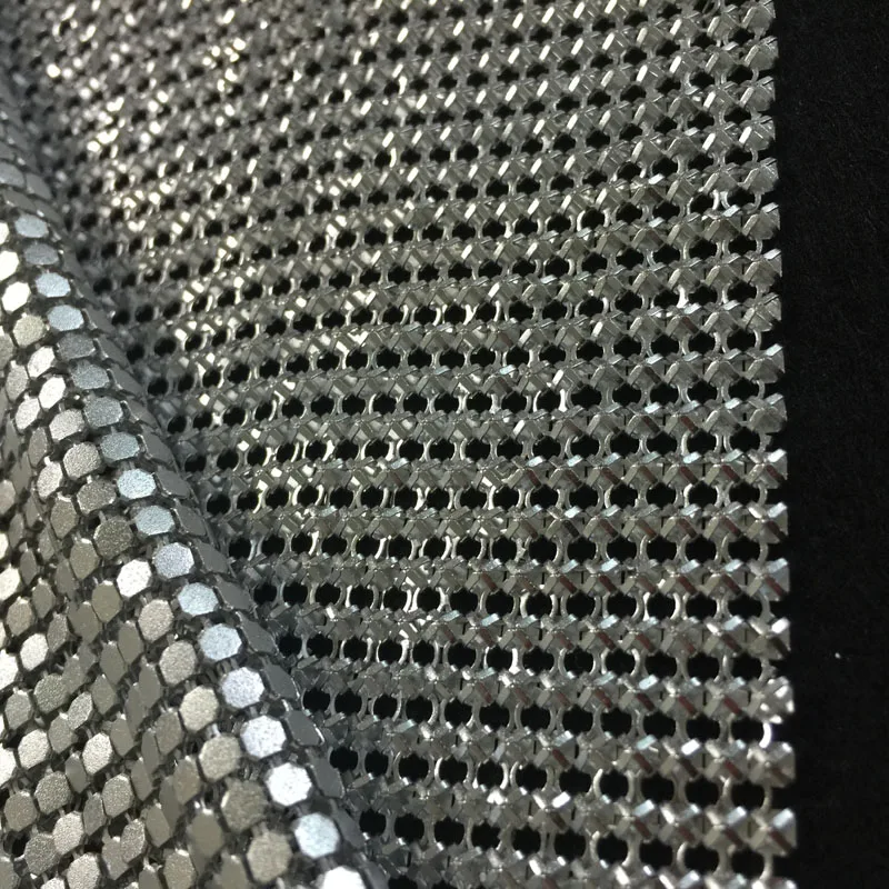 Customized Support Champagne Pink Silver Matt Metal Mesh Fabric Metallic cloth Matt Metal Home Decoration Sequin Sequined Fabric