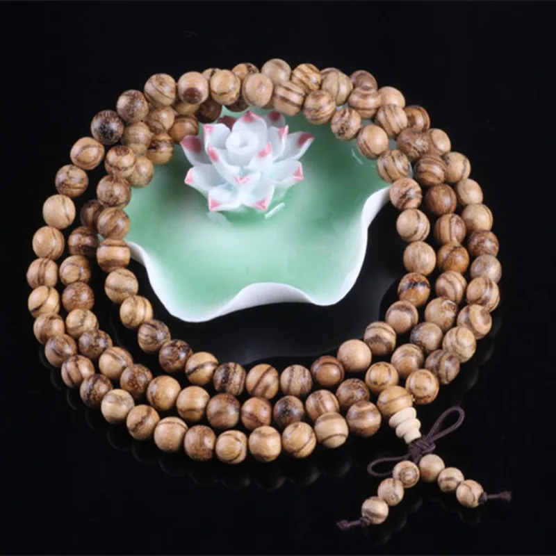 Sennier Natural Vietnamese agarwood incense 108 beads 6mm 8mm Buddha prayer malas beads bracelets  Rosary Wooden Bangle jewelry
