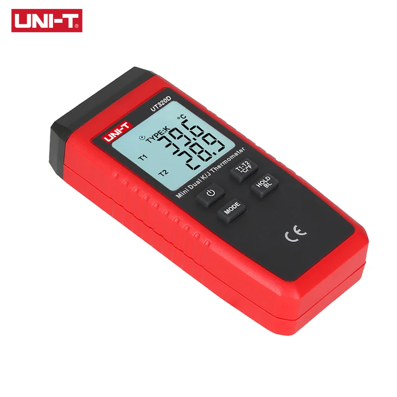 UNI-T UT320D mini-contact thermometer, dual-channel K/J thermocouple thermometer data to keep off automatically