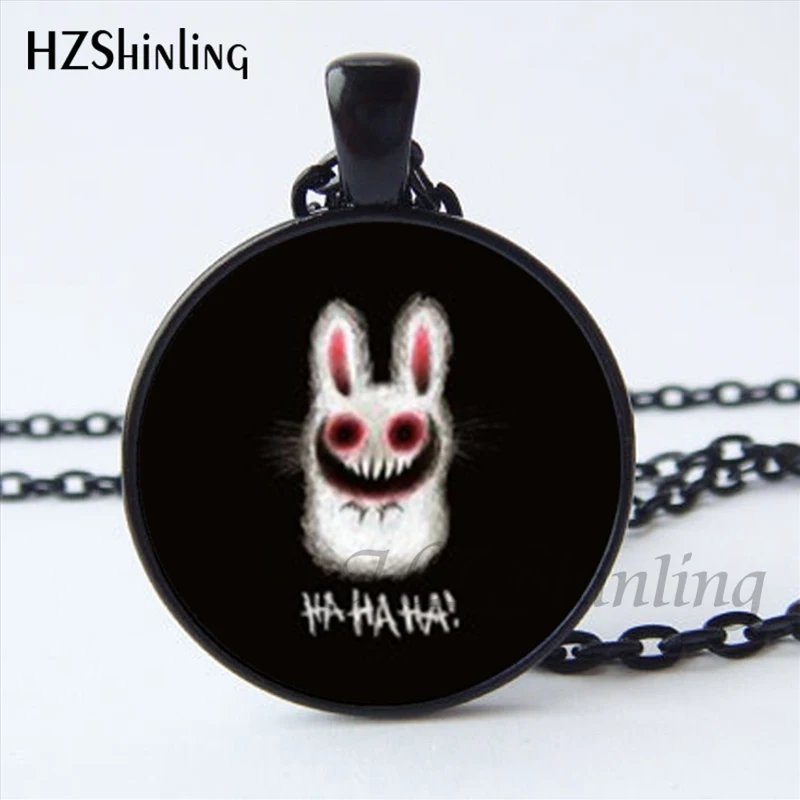 NS-00823 New Horror Bunny Necklace Glass Cabochon Heartless Bunny Pendant Jewelry Scary Horror Rabbit Necklace Easter HZ1