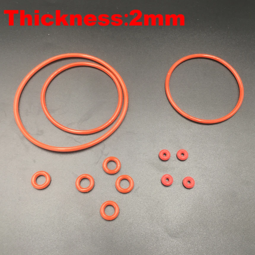 

60pcs 40x2 40*2 41x2 41*2 42x2 42*2 (OD*Thickness) 2mm Thickness VMQ Food Grade Red Silicone Oil Seal O Ring Gasket