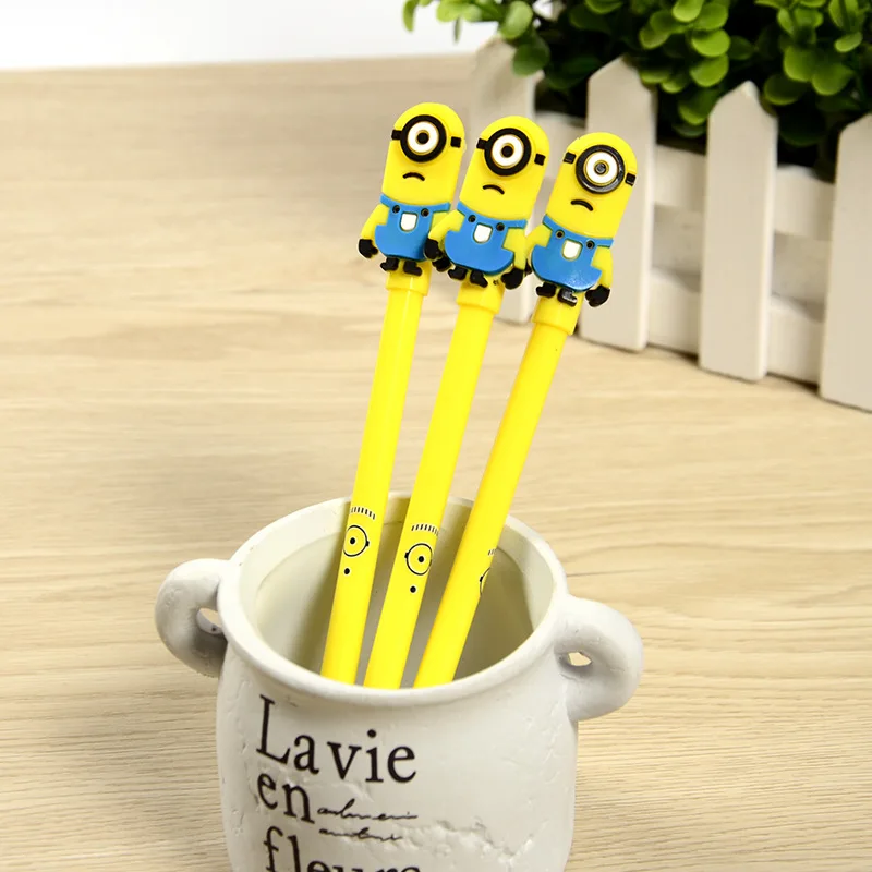 40 Pcs Cute Yellow Single-eyed Black Gel Pens for Student stationery Cartoon Pen Kawaii School Supplies